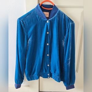 Blue velour Scotch and Soda bomber jacket